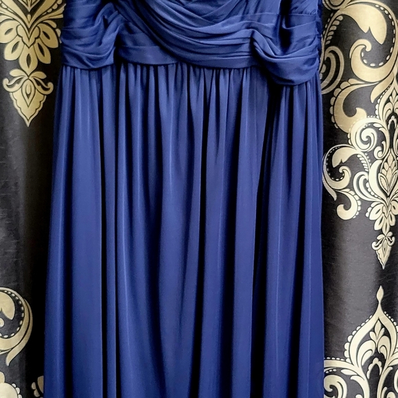 Crisscross Off the Shoulder Mesh Bridesmaid Marine - Picture 2 of 7